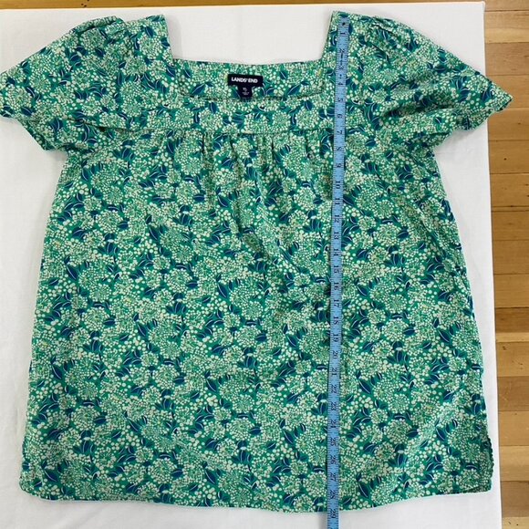 Lands' End Womens Size XL Floral Square Neck Boho Top Summer Chic Puffy Sleeves - Picture 11 of 11